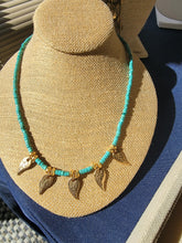 Load image into Gallery viewer, Turquoise and Handcrafted Leaves Necklace
