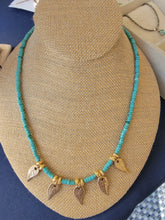 Load image into Gallery viewer, Turquoise and Handcrafted Leaves Necklace
