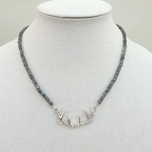 Load image into Gallery viewer, Sterling Antlers on Labradorite Gemstone Necklace
