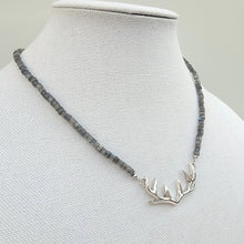 Load image into Gallery viewer, Sterling Antlers on Labradorite Gemstone Necklace

