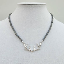 Load image into Gallery viewer, Sterling Antlers on Labradorite Gemstone Necklace

