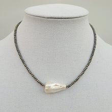 Load image into Gallery viewer, Baroque Pearl and Pyrite Necklace
