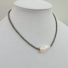 Load image into Gallery viewer, Baroque Pearl and Pyrite Necklace
