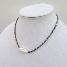 Load image into Gallery viewer, Baroque Pearl and Pyrite Necklace
