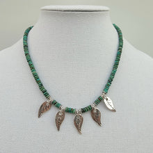 Load image into Gallery viewer, Turquoise and Handcrafted Leaves Necklace
