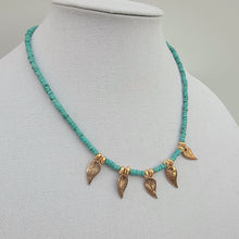 Load image into Gallery viewer, Turquoise and Handcrafted Leaves Necklace
