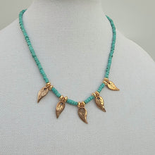 Load image into Gallery viewer, Turquoise and Handcrafted Leaves Necklace
