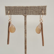 Load image into Gallery viewer, Bronze Bar with Golden Moonstone Dangle Earrings
