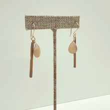 Load image into Gallery viewer, Bronze Bar with Golden Moonstone Dangle Earrings
