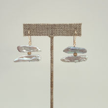 Load image into Gallery viewer, Gray Baroque Pearl Stack Earrings - 14k gold fill
