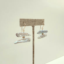 Load image into Gallery viewer, Gray Baroque Pearl Stack Earrings - 14k gold fill
