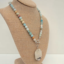 Load image into Gallery viewer, Amazonite Beaded Necklace with Jasper Pendant
