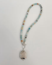 Load image into Gallery viewer, Amazonite Beaded Necklace with Jasper Pendant
