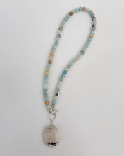 Load image into Gallery viewer, Amazonite Beaded Necklace with Jasper Pendant
