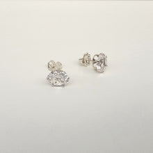 Load image into Gallery viewer, Oval Faceted White Topaz Stud Earrings
