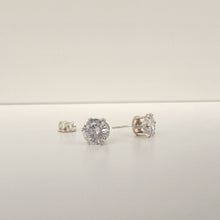 Load image into Gallery viewer, Round Faceted White Topaz Stud Earrings
