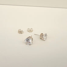Load image into Gallery viewer, Round Faceted White Topaz Stud Earrings

