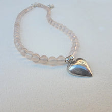 Load image into Gallery viewer, Pink Chalcedony Silver Heart Necklace
