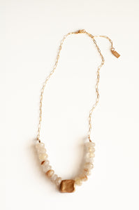 Rutilated Quartz and Bronze Necklace