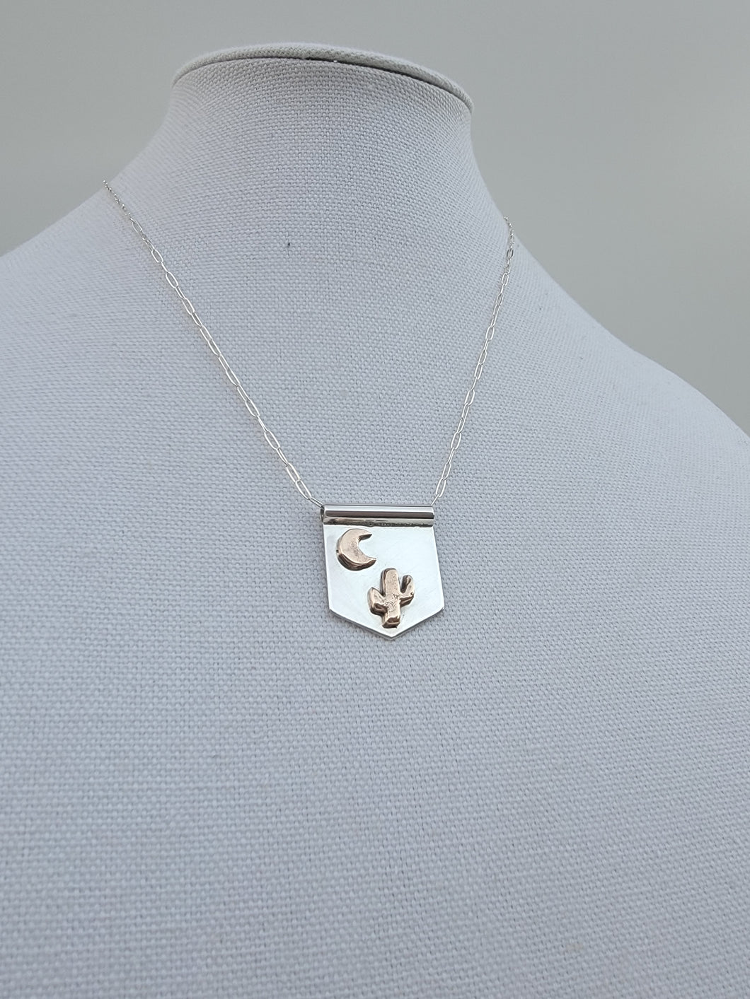 Saguaro Cactus and Moon Banner Necklace