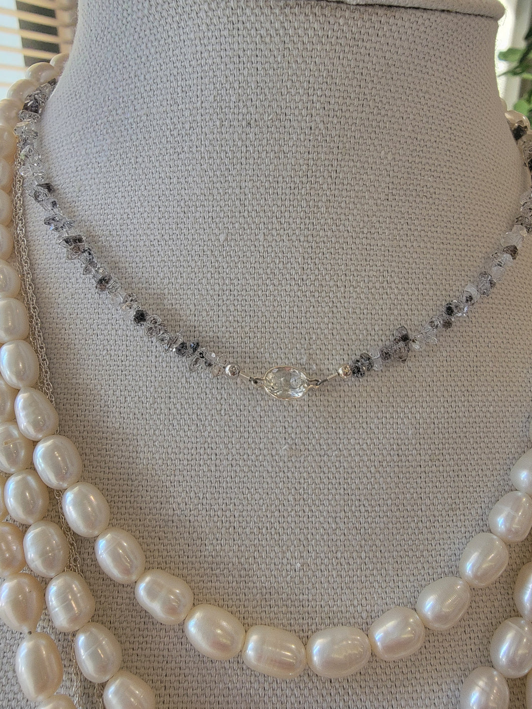 Herkimer Diamond and White Topaz Necklace