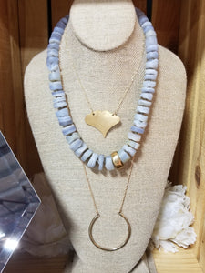Long Modern Bronze Ring Necklace