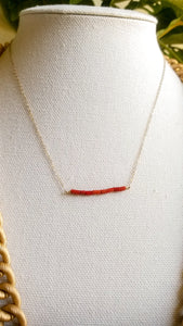 Red Coral Bar Necklace