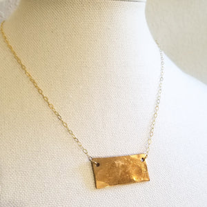 Hammered Bronze Tag Necklace