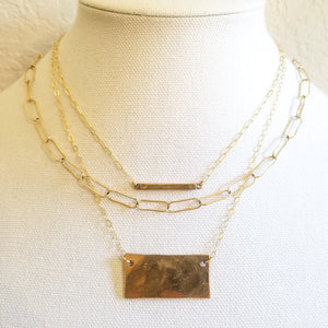 Hammered Bronze Tag Necklace