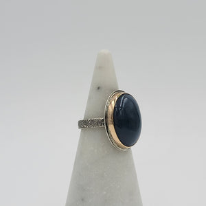 Mixed Metal Chalcedony Ring - Size 7