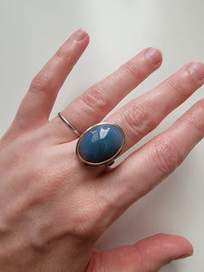 Mixed Metal Chalcedony Ring - Size 7