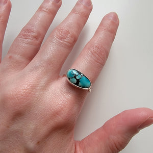 Cloud Mountain Turquoise & Sterling Stacker Ring - Size 9