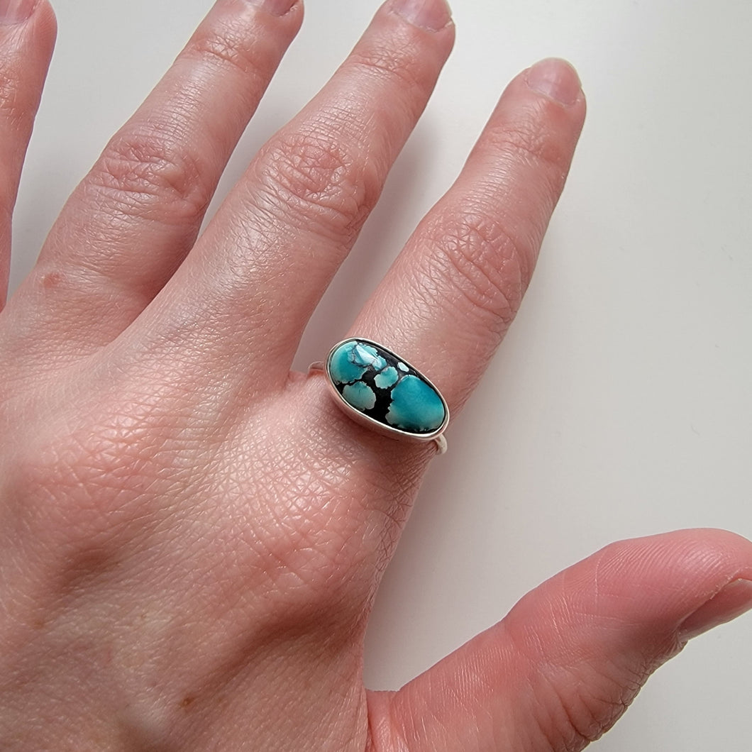 Cloud Mountain Turquoise & Sterling Stacker Ring - Size 9