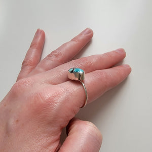 Cloud Mountain Turquoise & Sterling Stacker Ring - Size 9