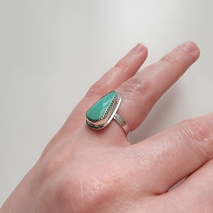 Green Royston Turquoise & Sterling Ring - Size 5