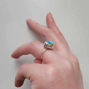 Cloud Mountain Turquoise & Sterling Stacker Ring - Size 5
