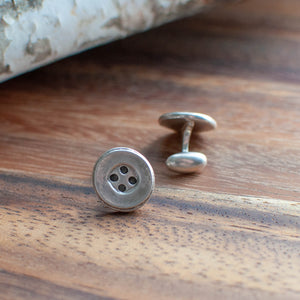 Sterling Silver Button Cuff Links