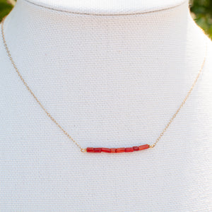 Red Coral Bar Necklace