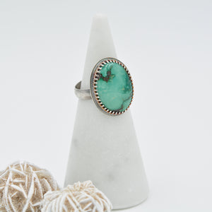 Oval Turquoise & Sterling Silver Statement Ring - Size 8
