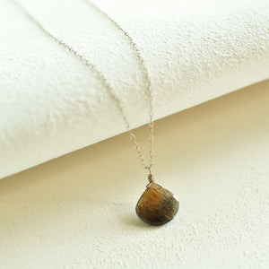 Brown Moonstone Teardrop Necklace