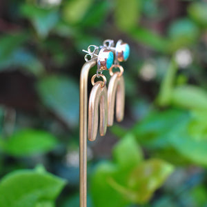 Morning Star Turquoise and Bronze Arch Earrings