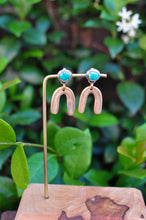 Load image into Gallery viewer, Morning Star Turquoise and Bronze Arch Earrings
