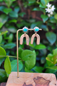 Morning Star Turquoise and Bronze Arch Earrings