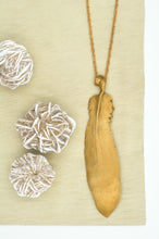 Load image into Gallery viewer, Large Bronze Feather Necklace

