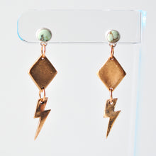 Load image into Gallery viewer, Poseidon Turquoise Lightning Bolt Earrings
