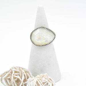 Large Mother of Pearl Statement Ring - Size 8