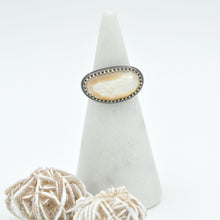 Load image into Gallery viewer, Mother of Pearl Statement Ring with Decorative Band - Size 7
