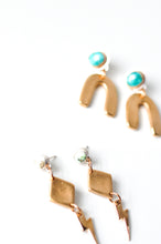 Load image into Gallery viewer, Poseidon Turquoise Lightning Bolt Earrings

