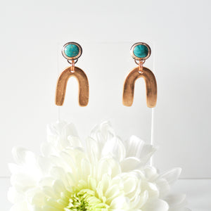 Morning Star Turquoise and Bronze Arch Earrings