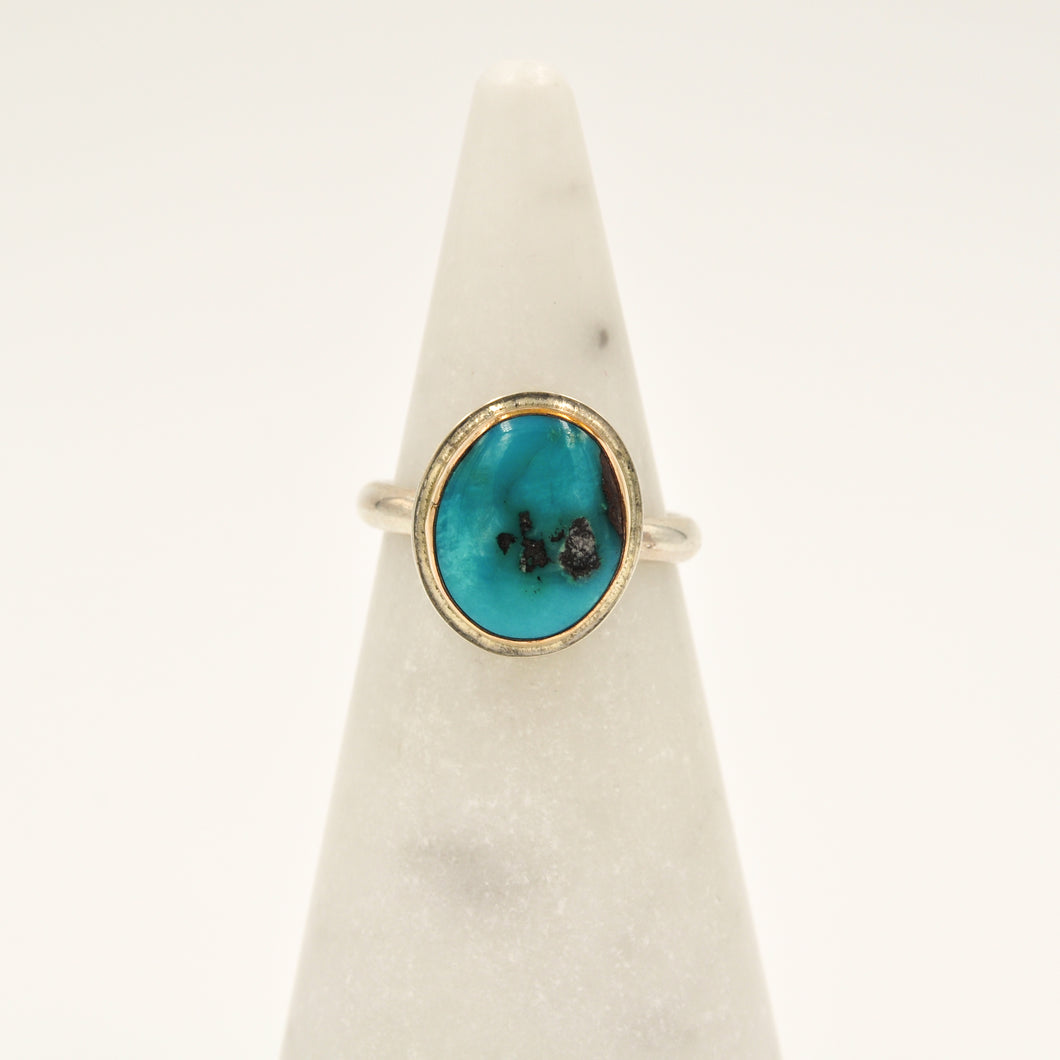Two Tone Bisbee Turquoise Ring - Size 6